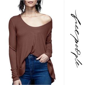 Free People Brown Long Sleeve Top